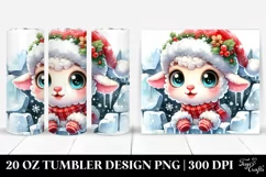 Cute Baby Lamb Dressed for Christmas, Transparent 20 Oz Product Image 1