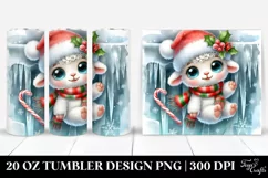 Cute Baby Lamb Dressed for Christmas, Transparent 20 Oz Product Image 1