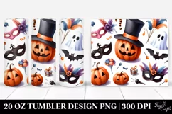 Halloween Masquerade Watercolor Clipart 20 Oz Tumbler Product Image 1