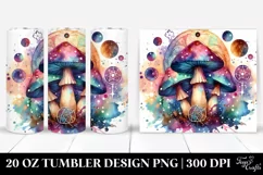 Vibrant Magical Celestial Mushroom Clipart, 20 Oz Tumbler Product Image 1