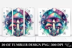 Vibrant Magical Celestial Mushroom Clipart, 20 Oz Tumbler Product Image 1