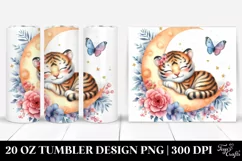 Colorful Baby Tiger Sleeping on the Moon | 20 Oz Tumbler Product Image 1