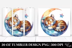 Colorful Baby Tiger Sleeping on the Moon | 20 Oz Tumbler Product Image 1