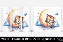 Colorful Baby Tiger Sleeping on the Moon | 20 Oz Tumbler Product Image 1