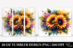 Watercolor Abstract Vibrant Sunflower Bouquet | 20 Oz Product Image 1