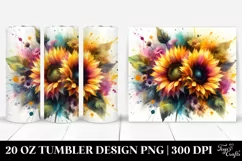 Watercolor Abstract Vibrant Sunflower Bouquet | 20 Oz Product Image 1