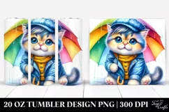 Cute Cat Expressive Watercolor 20 Oz Tumbler Product Image 1