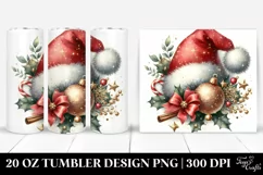 Whimsical Glittery Santa Hat, Transparent 20 Oz Tumbler Product Image 1