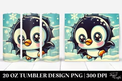 Retro Baby Penguin with Big Eyes, Transparent 20 Oz Tumbler Product Image 1