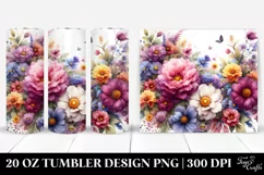 Washed Watercolor Vibrant Flowers 20 oz Tumbler Product Image 1