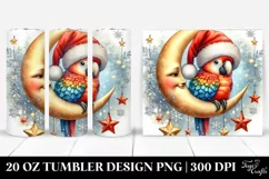 Cute Baby Macaw on Moon with Snowflakes | 20 oz Tumbler Product Image 1