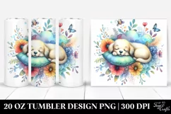 Colorful Whimsical Puppy Sleeping | 20 Oz Tumbler Product Image 1