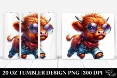 Expressive Highland Cow Watercolor Splash 20 Oz Tumbler Product Image 1