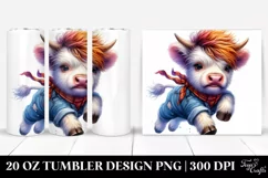 Expressive Highland Cow Watercolor Splash 20 Oz Tumbler Product Image 1