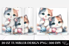 Cute Watercolor Cat Design, Transparent 20 Oz Tumbler Product Image 1