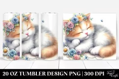 Cute Watercolor Cat Design, Transparent 20 Oz Tumbler Product Image 1
