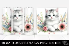 Whimsical Cute Cat Clipart, 20 Oz Tumbler Product Image 1