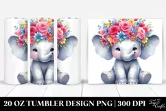 Cartoon Elephant Flower Crown Tumbler Product Image 1