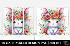 Cartoon Bunny Flower Crown Tumbler Product Image 1