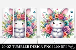 Cartoon Bunny Flower Crown Tumbler Product Image 1