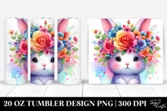 Cartoon Bunny Flower Crown | 20 oz Tumbler Product Image 1