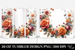 Colorful Orange Roses Floral Frame | 20 Oz Tumbler Product Image 1