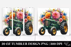 Vintage Floral Tractor | 20 Oz Tumbler Product Image 1