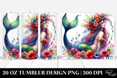 Mermaid Floral Wreath Drawing | 20 oz Tumbler Product Image 1