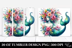 Mermaid Floral Wreath Drawing | 20 oz Tumbler Product Image 1