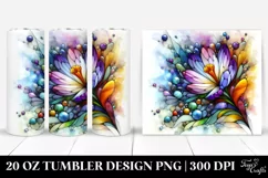 20 Oz Tumbler Sublimation | Colorful Crocus | Watercolor Product Image 1