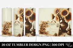 Vintage Postcard Style Sunflowers | 20 oz Tumbler Product Image 1