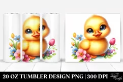 Vibrant Colorful Watercolor Smiling Duckling | 20 Oz Tumbler Product Image 1