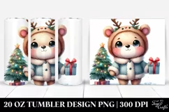 Winter Bear with Reindeer Horns, High-Res 20 Oz Tumbler Product Image 1