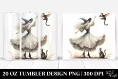 Vintage Dancing Witch Cat Flower Crown | 20 oz Tumbler Product Image 1