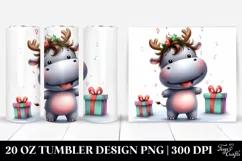 Cute Baby Hippo with Christmas Lights 20 Oz Tumbler Product Image 1