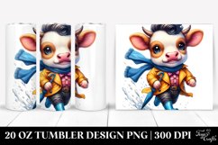 Baby Cow Running with Raincoat | 20 oz Tumbler Product Image 1