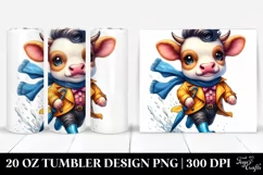 Baby Cow Running with Raincoat | 20 oz Tumbler Product Image 1