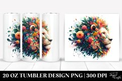 Abstract Vibrant Lion of Plant Leaves and Flowers. 20 oz Product Image 1