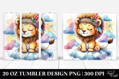 20 Oz Tumbler Sublimation | Smiling Baby Lion Cloud | Product Image 1