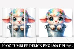 20 Oz Tumbler Sublimation | Smiling Baby Lamb Bucket | Product Image 1