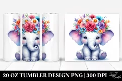 Cartoon Elephant Flower Crown | 20 oz Tumbler Product Image 1