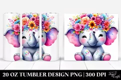 Cartoon Elephant Flower Crown | 20 oz Tumbler Product Image 1