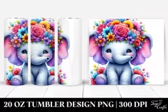 Cartoon Elephant Flower Crown | 20 oz Tumbler Product Image 1