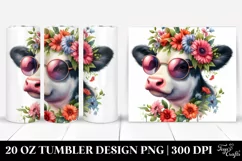 Expressive Cow with Floral Wreath, Transparent 20 Oz Tumbler Product Image 1