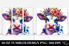 Expressive Cow with Floral Wreath, Transparent 20 Oz Tumbler Product Image 1