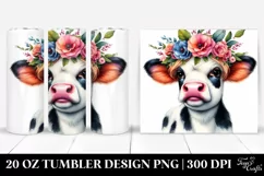 Expressive Cow with Floral Wreath, Transparent 20 Oz Tumbler Product Image 1
