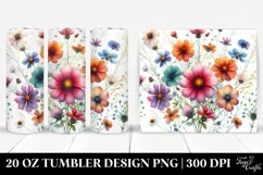 Centered Watercolor Wild Flowers | 20 Oz Tumbler Product Image 1