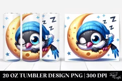 Colorful Baby Magpie Napping on the Moon | 20 Oz Tumbler Product Image 1