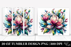 20 Oz Tumbler Sublimation | Colorful Magnolia | Watercolor Product Image 1