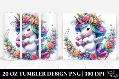 Jumping Baby Unicorn Drawing | 20 oz Tumbler Product Image 1